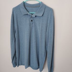 St. John's Bay Blue long sleeve Legacy polo Casual Fall Normcore Minimalist Lrg